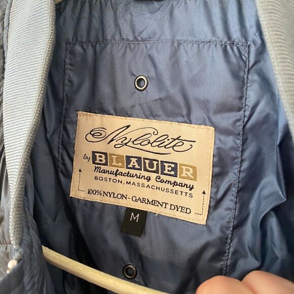 Blauer Nylolite Blue Gray Quilted Super Soft Down Zip Bomber Jacket Coat Medium - Picture 9 of 10